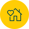 Green home yellow heart home icon