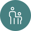Life insurance icon adult and child in green circle