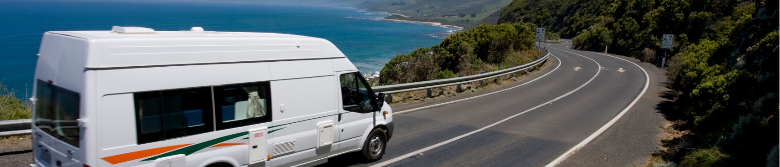 Campervan driving through the Great Ocean Road 