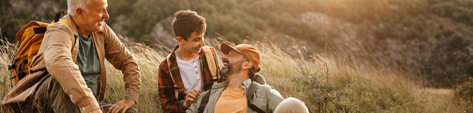 Men resting from hike