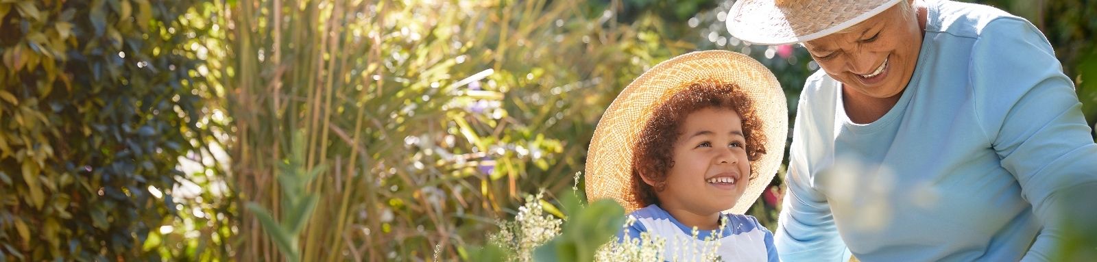 Mother and child gardening