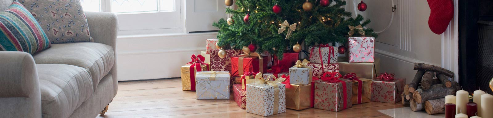 Christmas tree surrounded by gifts