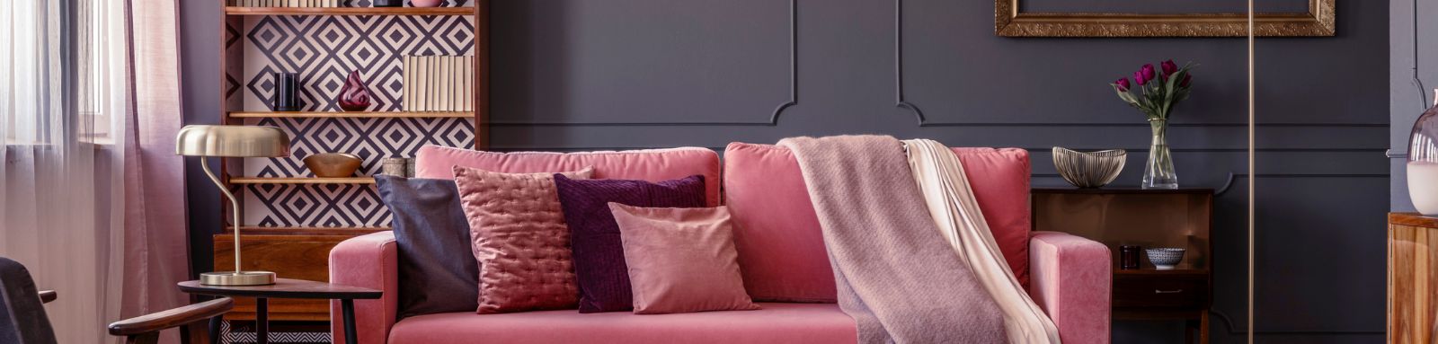 Pink couch in lounge room