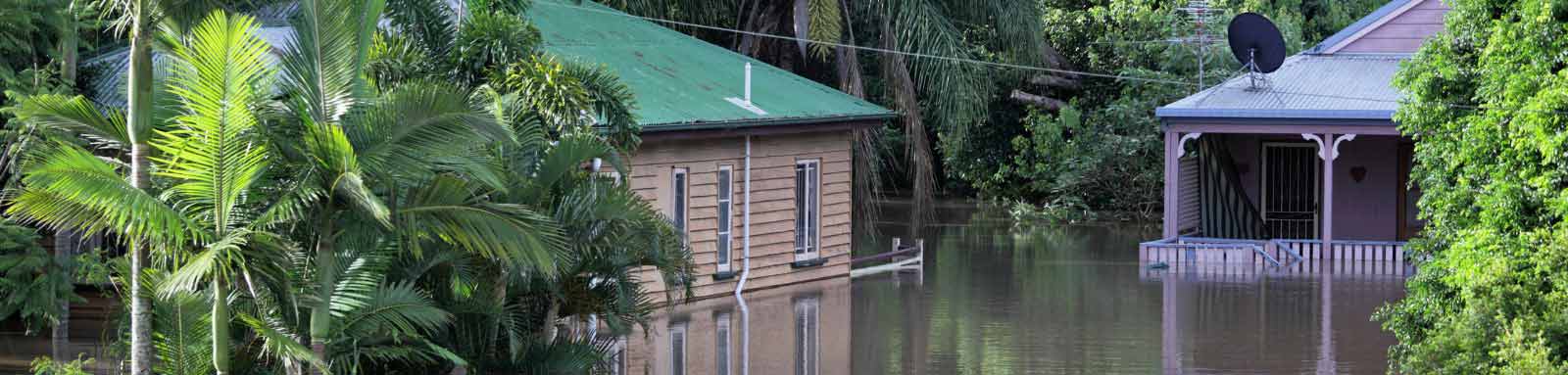 Two homes that are flooded