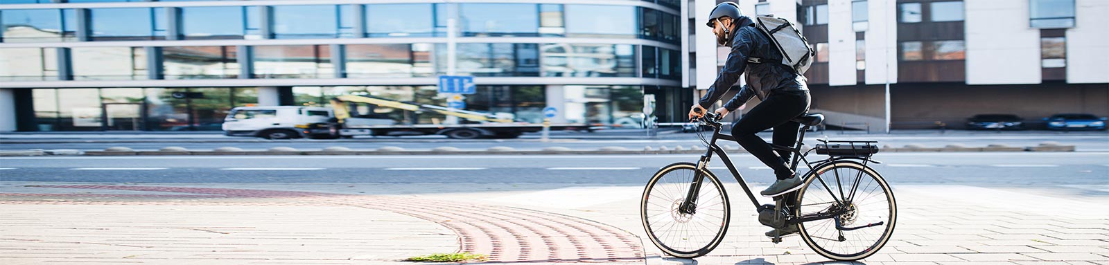 Man riding electric bike in the city