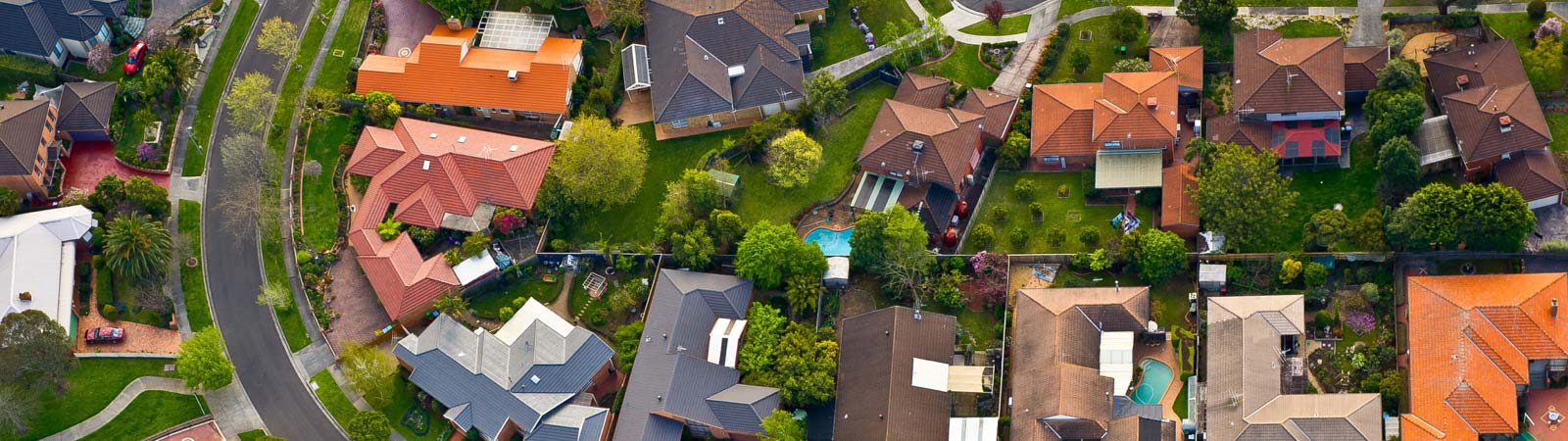 Top view of neighbourhood houses