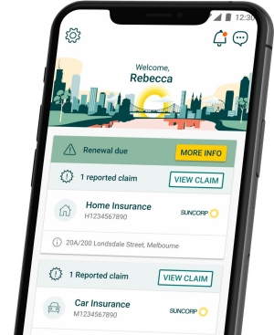 Suncorp Insurance App Home Screen