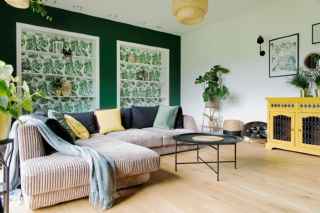 Green and yellow home decor lounge room