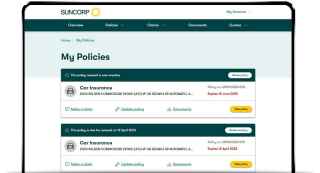 Screenshot of My Policies on Suncorp website